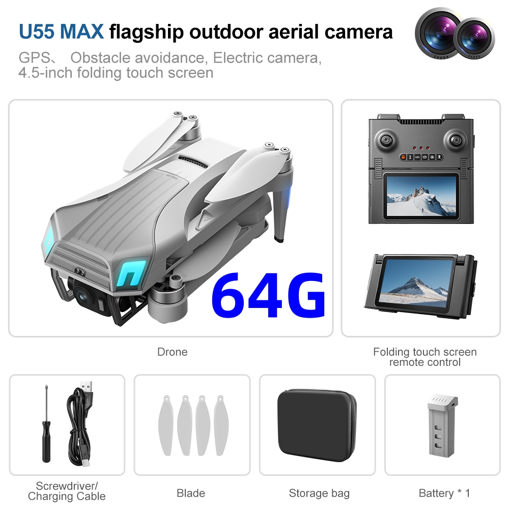 Drone Gimbal 2 Axis - Drone GPS Profissional NCZOBOE U55 com